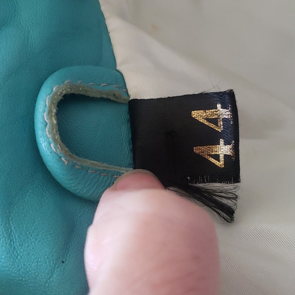 Vintage 80's Turquoise Leather Belted Jacket - Picture 15 of 15